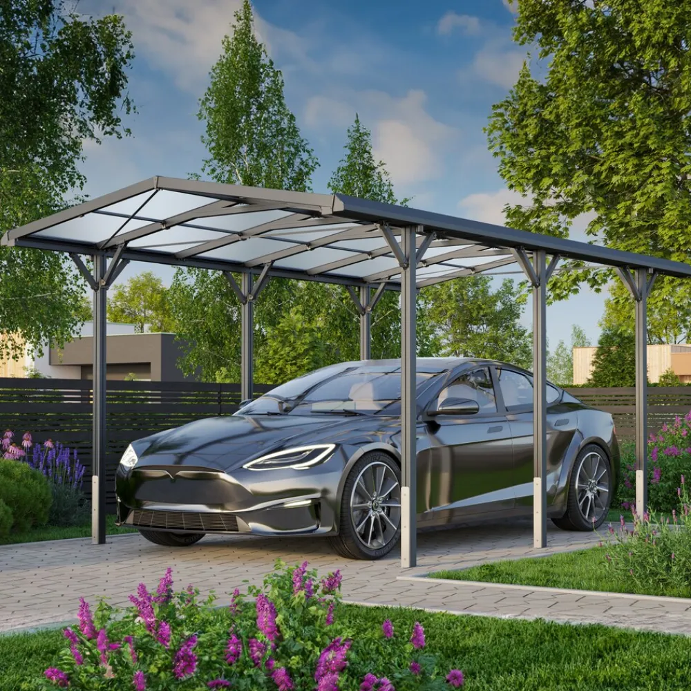 GFP Garten- & Freizeitprofi GFP Carport 2,85x5,05m Auto Unterstand Aluminium Anthrazit inkl. Regenrinne Online