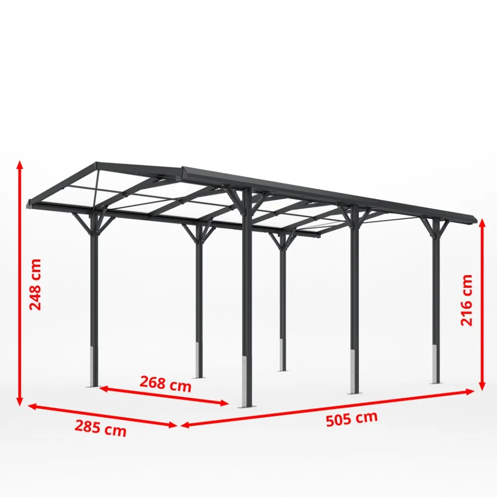 GFP Garten- & Freizeitprofi GFP Carport 2,85x5,05m Auto Unterstand Aluminium Anthrazit inkl. Regenrinne Online