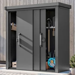 GFP Primeyard Geräteschrank LEON aus Metall Gartenschrank inkl. Boden, anthrazit ^ GFP Garten- & Freizeitprofi Outlet
