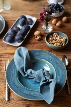 Gipfelstück Pastateller-Set, Steinzeug TIEFER SEE Blau / Grün New