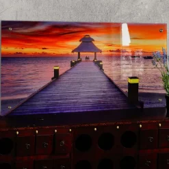 Glasbild T114, Wandbild Poster Motiv, 50x100cm ~ Steg ^ MCW Discount
