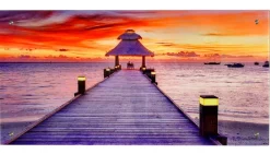 Glasbild T114, Wandbild Poster Motiv, 50x100cm ~ Steg ^ MCW Discount