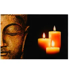 Glasbild T117, Wandbild Poster Motiv, 40x60cm ~ Buddha ^ MCW Outlet