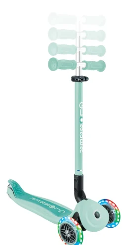 Globber GO-UP ACTIVE LIGHTS – 3 in 1 Dreirad, Laufrad und Scooter, 120/80 mm, 3-rädrig, höhenverstellbar, mint dunkelblau Discount