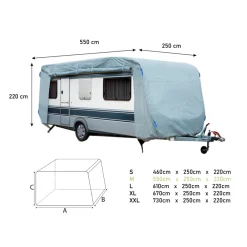 Abdeckplane für Wohnwagen oder Wohnmobile Größe M 550 x 250 x 220 cm ^ GreenYard Discount