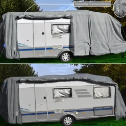 Wohnwagen Abdeckplane mit Reflektoren Größe M | 550 x 250 x 220 cm ^ GreenYard Hot