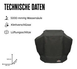 Grillfürst Abdeckhaube / Schutzhülle 141 x 66 x 123 cm Monarch 390, 340, 320 / Videro G4 / Triton 4, Triton 3 / Rogue 425, Rogue 425 SE, Rogue 365 / Dualchef 315 G, 325 G, S 325 G / Australia 415 G, 425 G, 455 G, Napoleon Triumph 495 Hot