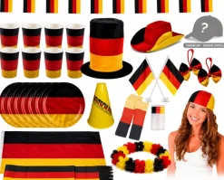 Gomazing Großes Deutschland Fan-Set (30-teilig) EM WM anfeuern schwarz rot gold Fußallparty Hot