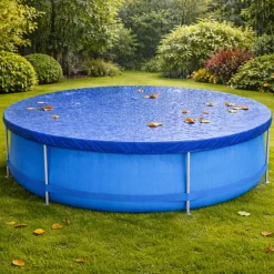 Poolabdeckung Rund Stahlrahmenpool 427 cm Abdeckplane Poolplane 450 cm Gummizug ^ Happy People Hot