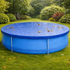 Poolabdeckung Rund Stahlrahmenpool 427 cm Abdeckplane Poolplane 450 cm Gummizug ^ Happy People Hot