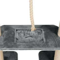 Kratzbaum Verbindungs-Set mit Spielseil & Liegemulde – Ersatzteil aus Multiplex-Holz, inkl. Plüschbezug & Abstandshalter – Ideal zur Erweiterung von Katzenkratzbäumen | ^ Happypet Online
