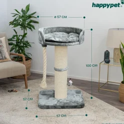 Happypet Premium Kratzbaum Stabil für große Katzen Kletterbaum 100 cm | Grau Discount