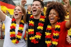 BETA Service GmbH Hawaiikette Deutschland Fanartikel Blumenkette Schwarz Rot Gold Fußball Party Online