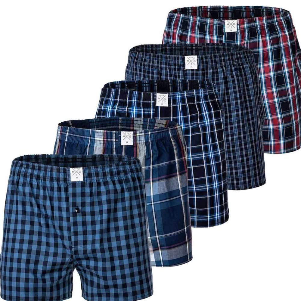 MG-1 Herren Web-Boxershorts ehrfarbig Blau/Rot Best