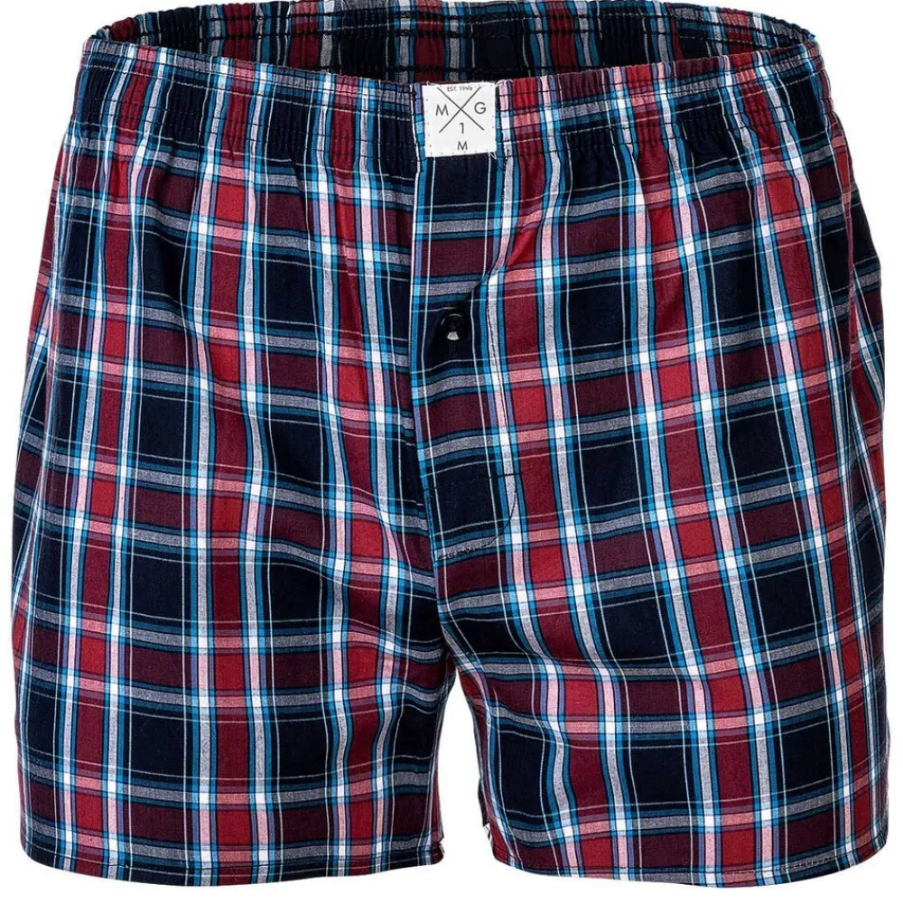 MG-1 Herren Web-Boxershorts ehrfarbig Blau/Rot Best