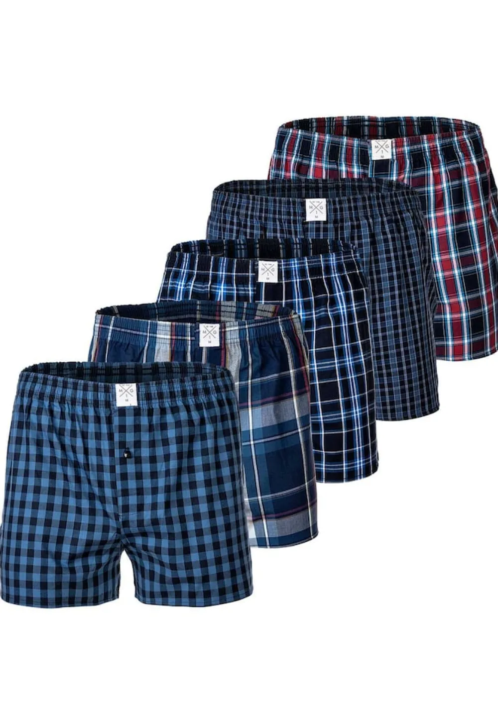 MG-1 Herren Web-Boxershorts ehrfarbig Blau/Rot Best