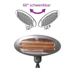 Hartig + Helling H+H IPX4 BS 55 G Quarz-Heizstrahler mit drei Heizstäben, 2000 W Discount