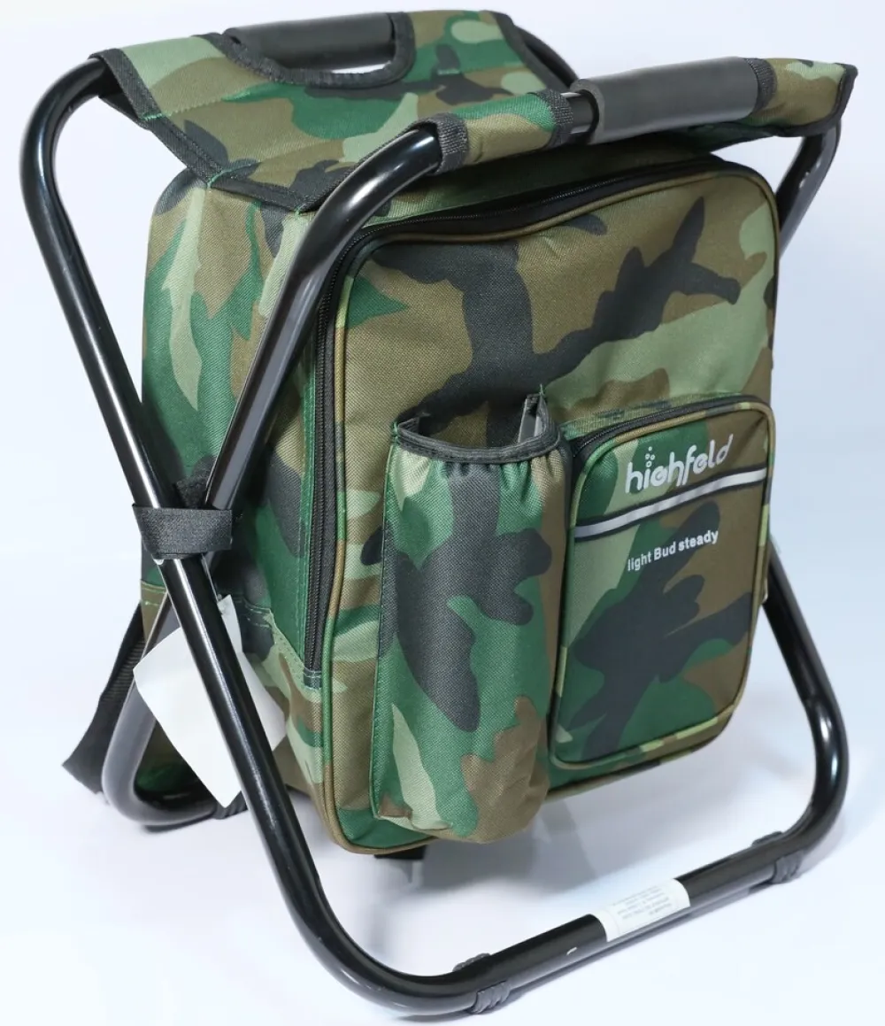 Highfeld ® Sitzrucksack Ansitzrucksack mit Hocker camouflage Campinghocker Angelhocker Falthocker Hot