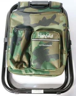 Highfeld ® Sitzrucksack Ansitzrucksack mit Hocker camouflage Campinghocker Angelhocker Falthocker Hot