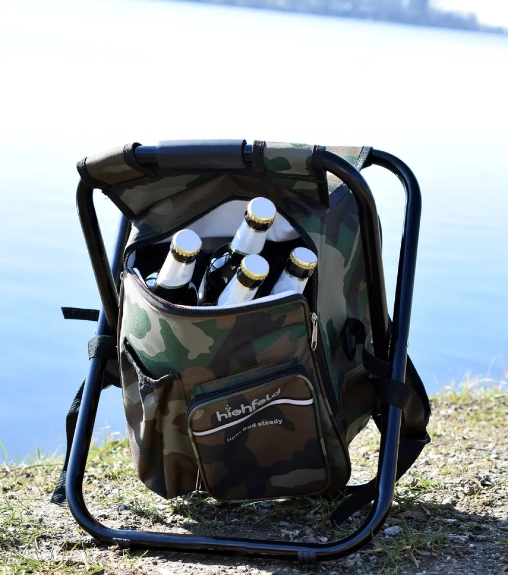 Highfeld ® Sitzrucksack Ansitzrucksack mit Hocker camouflage Campinghocker Angelhocker Falthocker Hot
