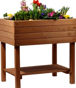 Dobar Hochbeet "Kubus" mit Ablage inkl. Pflanzfolie, braun 80 x 60 x 80 cm Clearance
