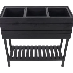 MCW Hochbeet -P84, Pflanzbeet Blumen-/Pflanzkasten Pflanzkübel, Ablage Outdoor Akazie Holz MVG 79x80x31cm ~ schwarz Discount