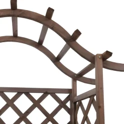Hochbeet -P66, Pflanz-/Blumenkasten Pflanzkübel Rankgitter Rankhilfe Spalier Holz MVG 138x110x44cm ~ braun ^ MCW Outlet