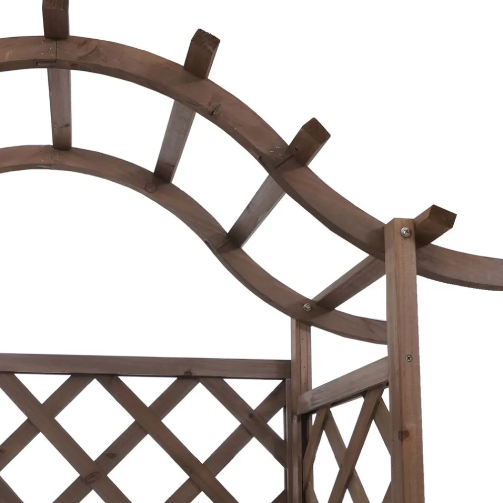 Hochbeet -P66, Pflanz-/Blumenkasten Pflanzkübel Rankgitter Rankhilfe Spalier Holz MVG 138x110x44cm ~ braun ^ MCW Outlet