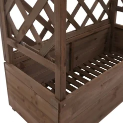 Hochbeet -P66, Pflanz-/Blumenkasten Pflanzkübel Rankgitter Rankhilfe Spalier Holz MVG 138x110x44cm ~ braun ^ MCW Outlet