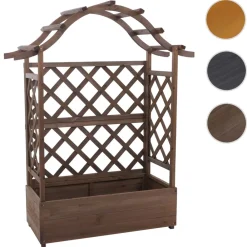 Hochbeet -P66, Pflanz-/Blumenkasten Pflanzkübel Rankgitter Rankhilfe Spalier Holz MVG 138x110x44cm ~ braun ^ MCW Outlet