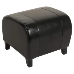 MCW Hocker Sitzwürfel Sitzhocker Aversa, Leder + Kunstleder, 37x45x47 cm MVG-zertifiziert ~ schwarz Outlet