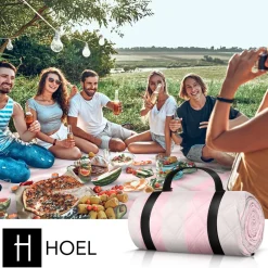 HOEL Picknickdecke Rosa-Ivory Blau - Weiß Outlet