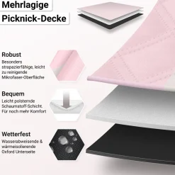 HOEL Picknickdecke Rosa-Ivory Blau - Weiß Outlet