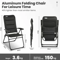 HOMECALL Gartenstuhl Hochlehner Campingstuhl Klappstühle Gepolstert Faltstuhl Balkonstuhl, mit 5-Fach Verstellbare lehne, Belastbar 150 KG (1 st) Outlet
