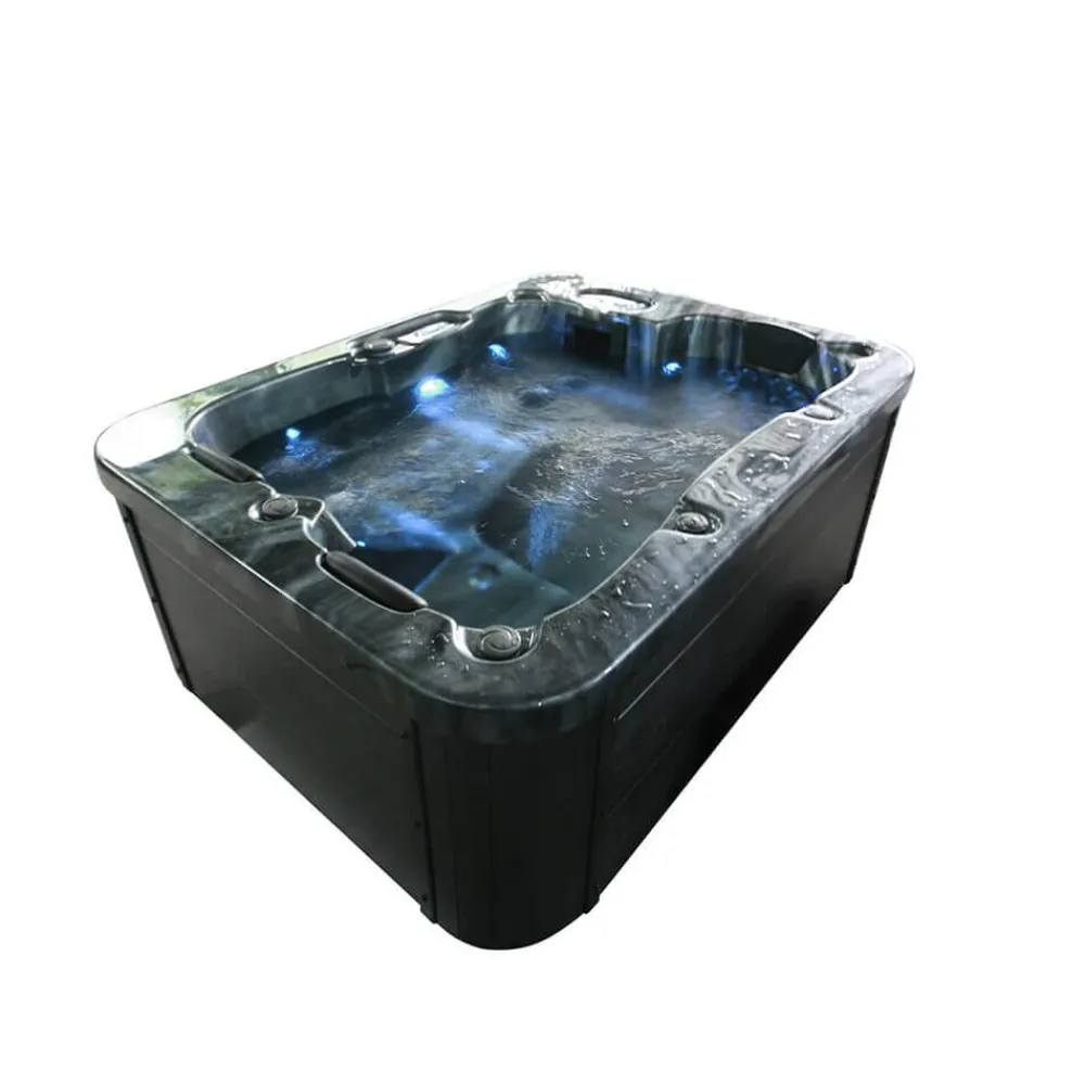 Outdoor Whirlpool BLACK MARBLE PURE - 210 x 160 cm für 3 Personen ^ Home Deluxe