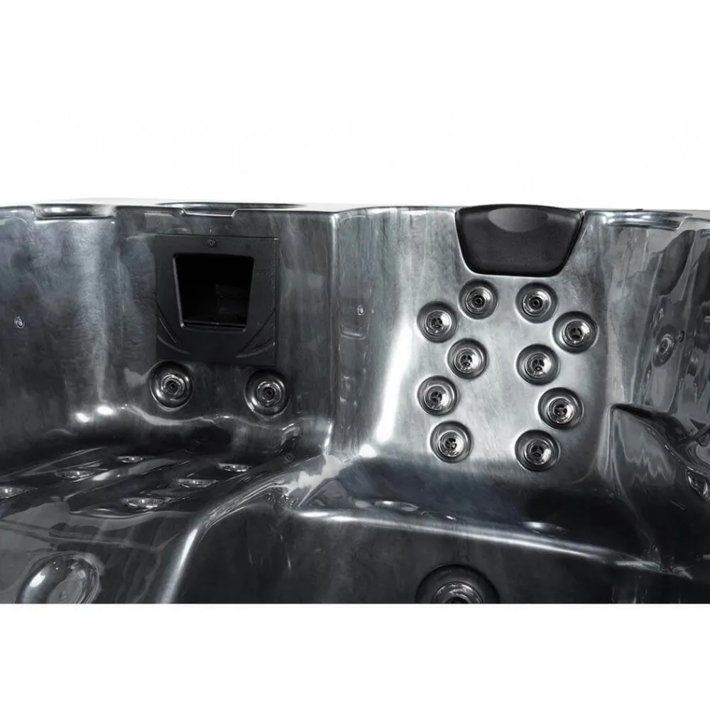 Outdoor Whirlpool BLACK MARBLE PURE - 210 x 160 cm für 3 Personen ^ Home Deluxe