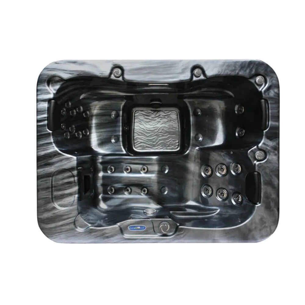 Outdoor Whirlpool BLACK MARBLE PURE - 210 x 160 cm für 3 Personen ^ Home Deluxe