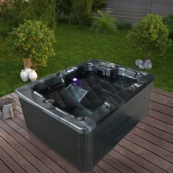 Outdoor Whirlpool BLACK MARBLE PURE - 210 x 160 cm für 3 Personen ^ Home Deluxe