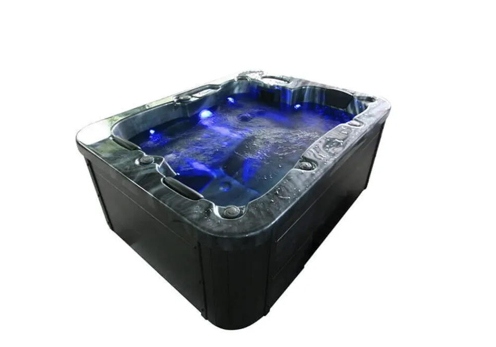 Outdoor Whirlpool BLACK MARBLE PURE - 210 x 160 cm für 3 Personen ^ Home Deluxe