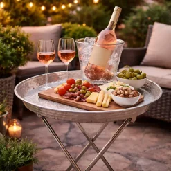 HTI-Living Beistelltisch rund, klappbar Metall New