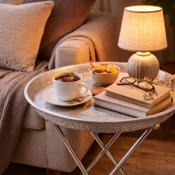 HTI-Living Beistelltisch rund, klappbar Metall New