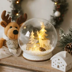 HTI-Living Beleuchtete Schneekugel mit Rehen New