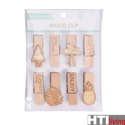 HTI-Living Briefklemme, 8 Stück Holz Best