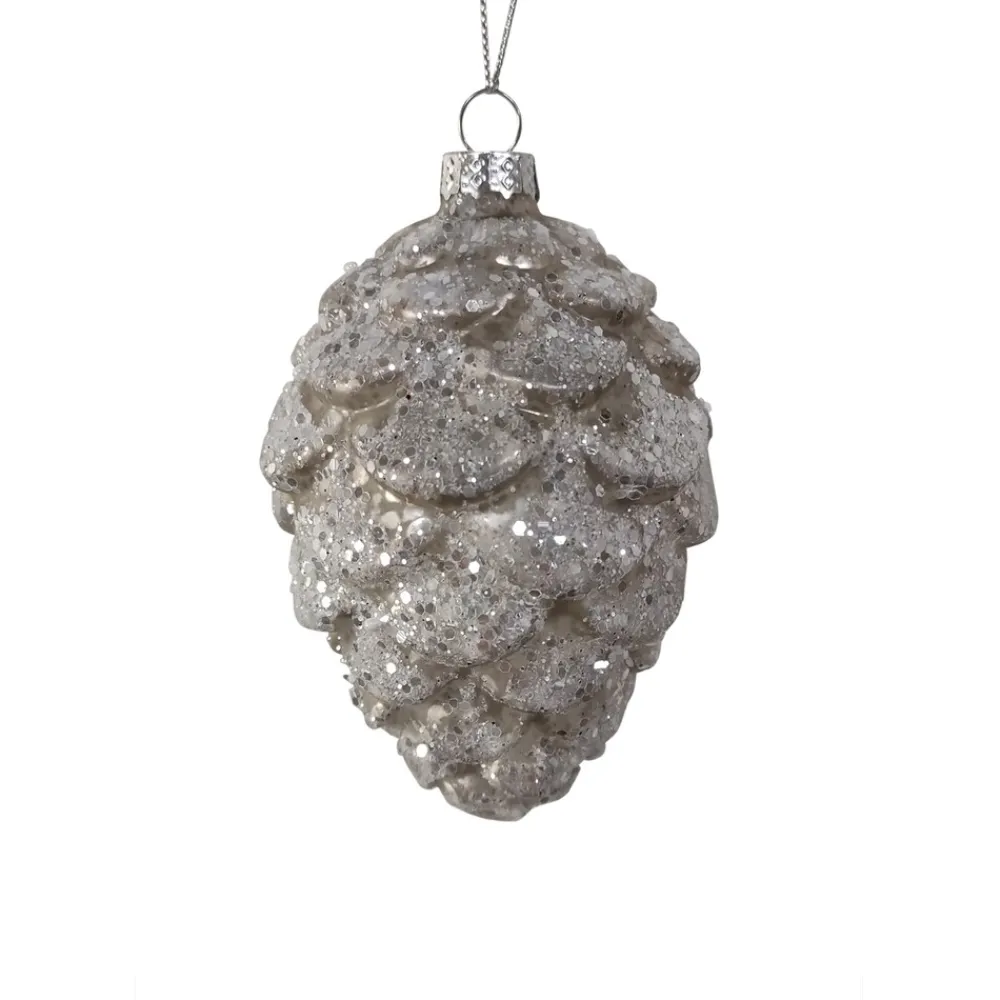 HTI-Living Christbaumschmuck in Zapfenform Weiß Glitzer
