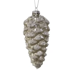 Christbaumschmuck in Zapfenform Weiß Glitzer ^ HTI-Living Sale