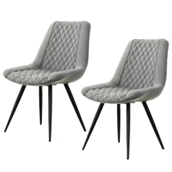 Esszimmerstuhl Astrid 2er-Set Kunstleder Grau ^ HTI-Living