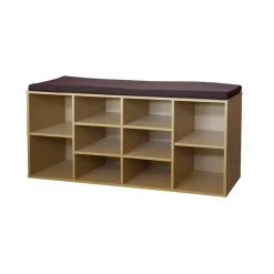 Garderobenbank mit 10 Fächern inkl. Sitzkissen Buche ^ HTI-Living Clearance
