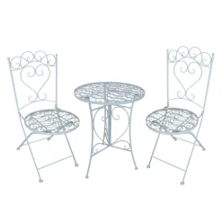 Gartentisch mit 2 Stühlen Curly Creme ^ HTI-Living Discount
