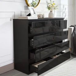 HTI-Living Kommode Kenji 8 Schubladen Hochglanz Schwarz