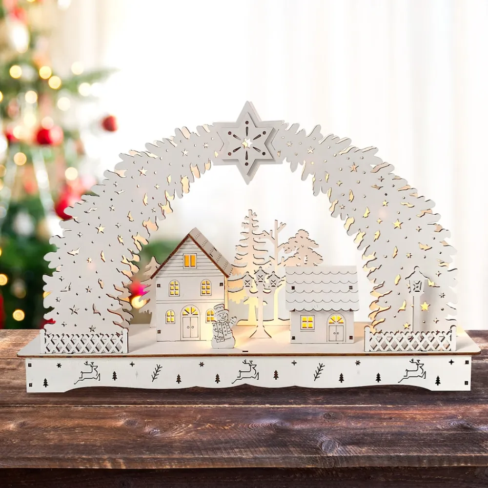 Leuchtbogen in modernem Weiß Weihnachtsdorf ^ HTI-Living Online